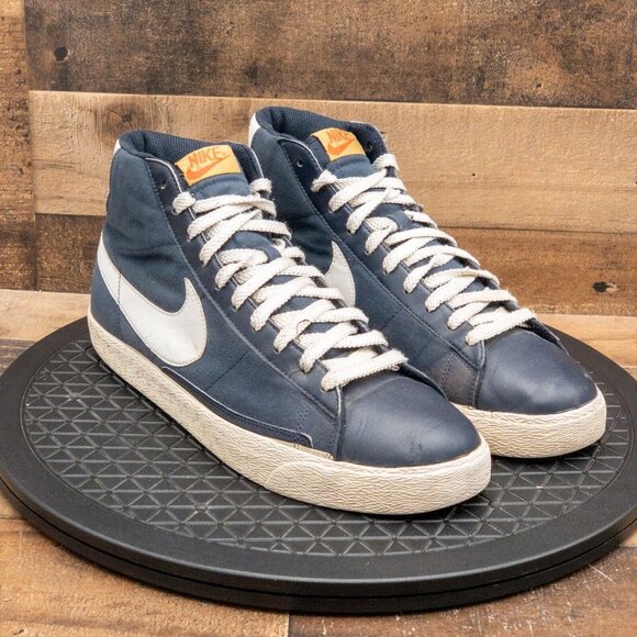 NIKE BLAZER HIGH MENS ATHLETIC SHOES RETRO SNEAKERS BLUE CANVAS SKATE SIZE 11.5 - Picture 3 of 9